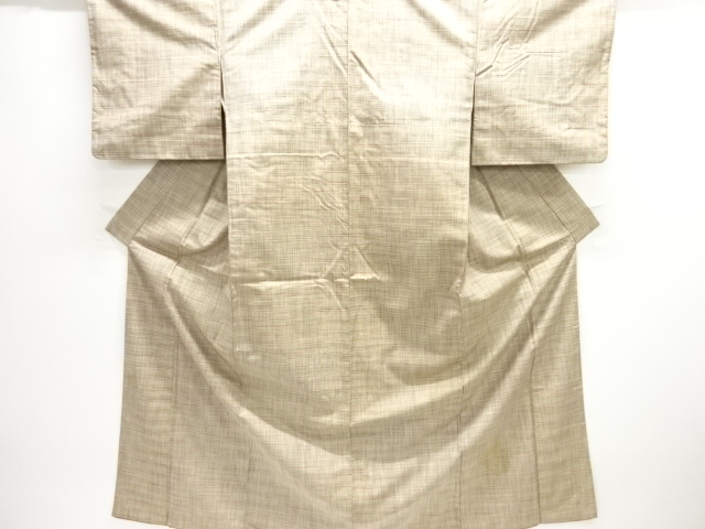 JAPANESE KIMONO / ANTIQUE KIMONO / SILK / TSUMUGI / WOVEN GRID